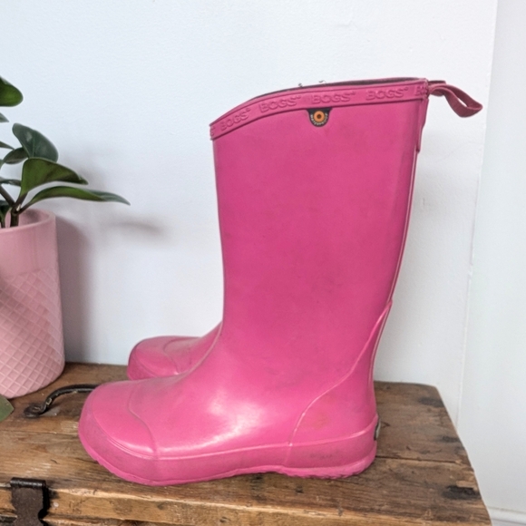 Bogs Kid Pink Rain Boots ~ Size 2 - Picture 2 of 8